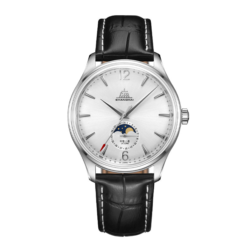 Shanghai Pioneer 39mm Watch - Moonphase Silver (Special Edition)