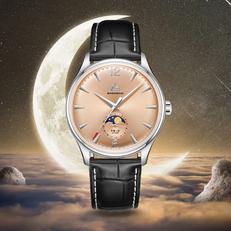 Shanghai Pioneer 39mm Watch - Moonphase Salmon (Special Edition)