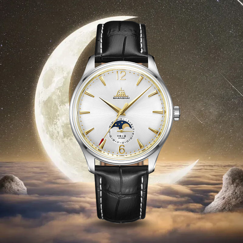 Shanghai Pioneer 39mm Watch - Moonphase Golden (Special Edition)