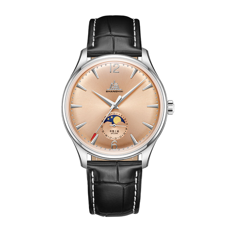 Shanghai Pioneer 39mm Watch - Moonphase Salmon (Special Edition)