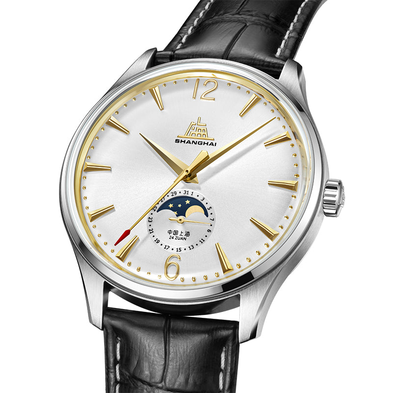 Shanghai Pioneer 39mm Watch - Moonphase Golden (Special Edition)