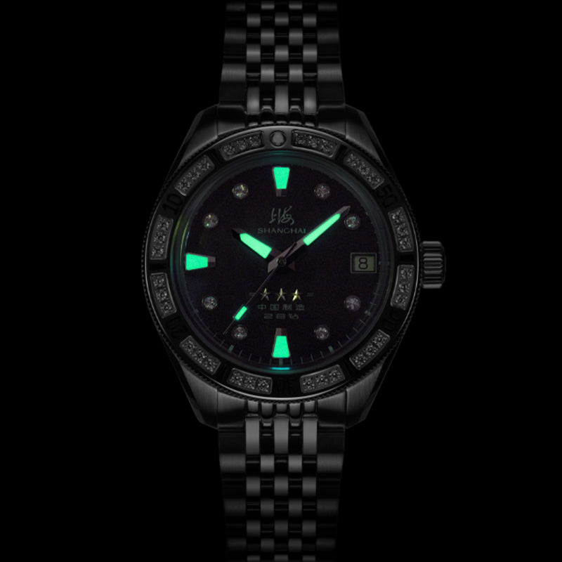 Shanghai Commander 35mm Dive Watch - Black Mother-of-Pearl Dial