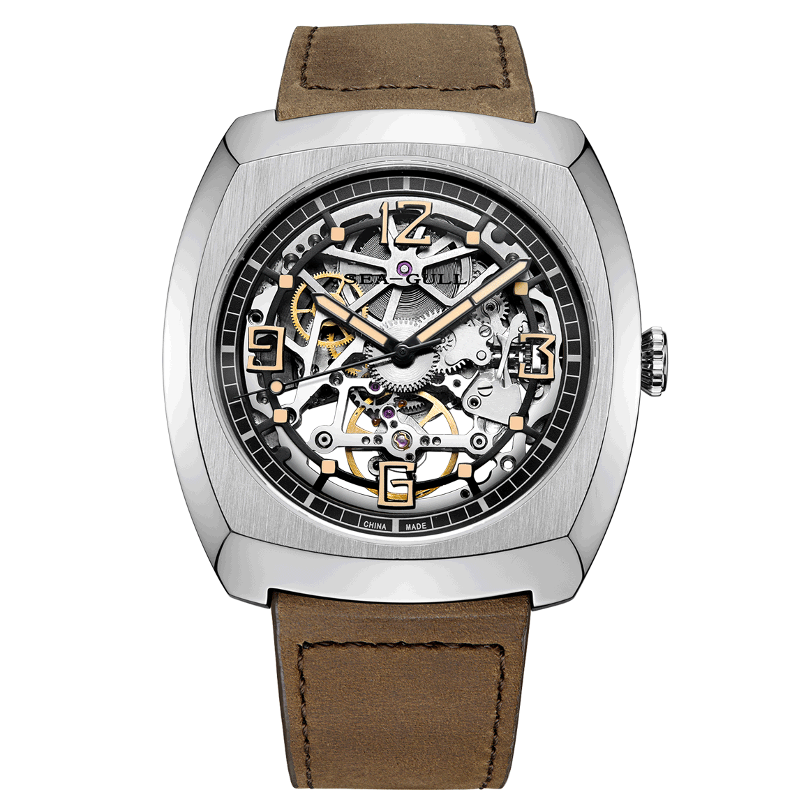 Seagull Watch | Trendy Barrel Skeleton Automatic Watch 44*46mm