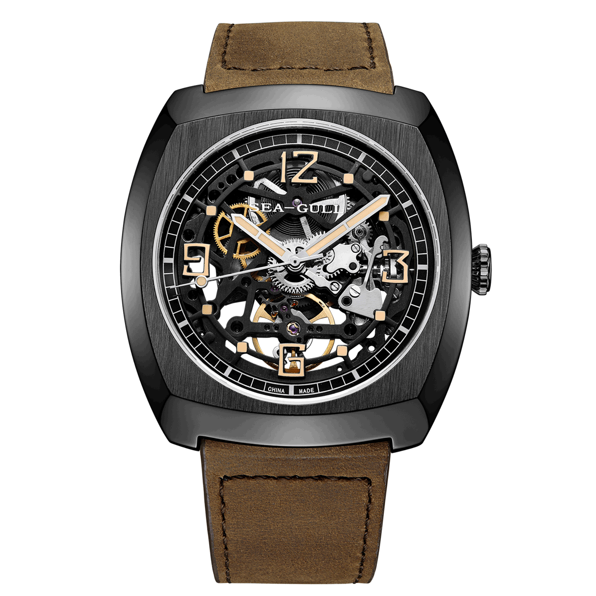 Seagull Watch | Trendy Barrel Skeleton Automatic Watch 44*46mm