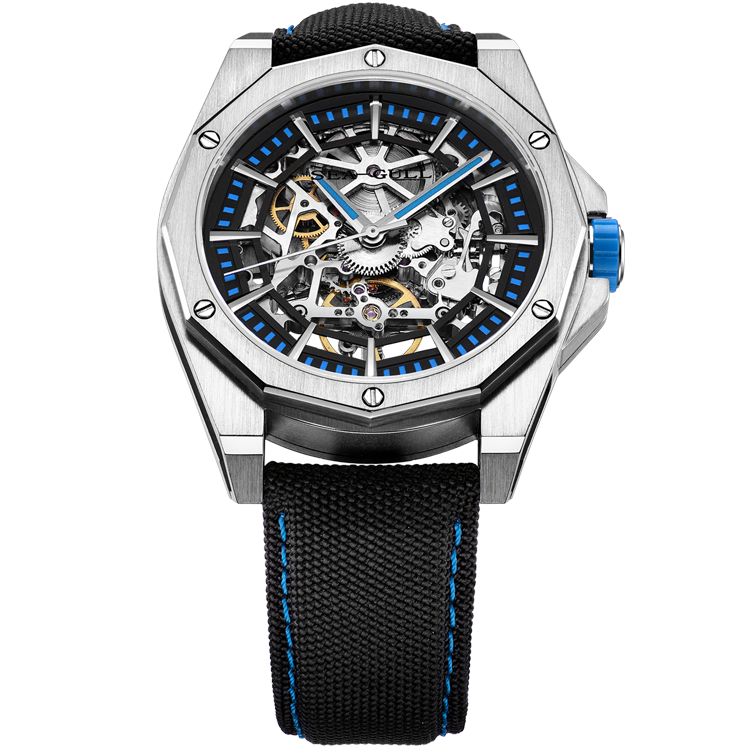 Möwenuhr | Trendy, kantige Skelett-Polygon-Automatikuhr 43 mm