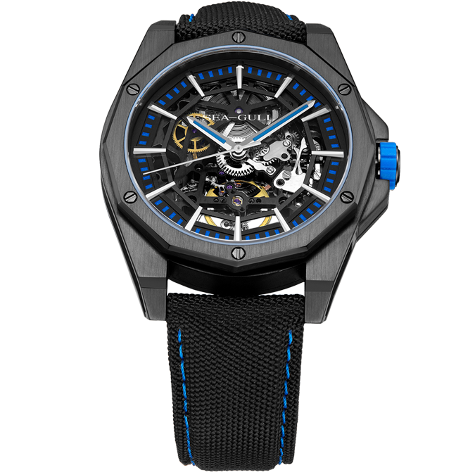 Möwenuhr | Trendy, kantige Skelett-Polygon-Automatikuhr 43 mm