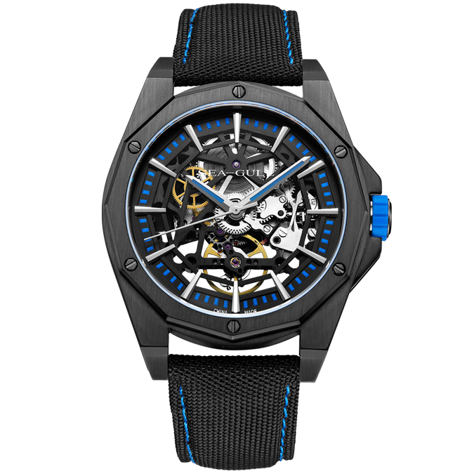 Möwenuhr | Trendy, kantige Skelett-Polygon-Automatikuhr 43 mm