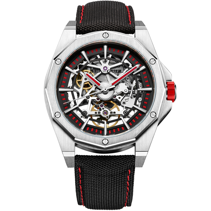Möwenuhr | Trendy, kantige Skelett-Polygon-Automatikuhr 43 mm