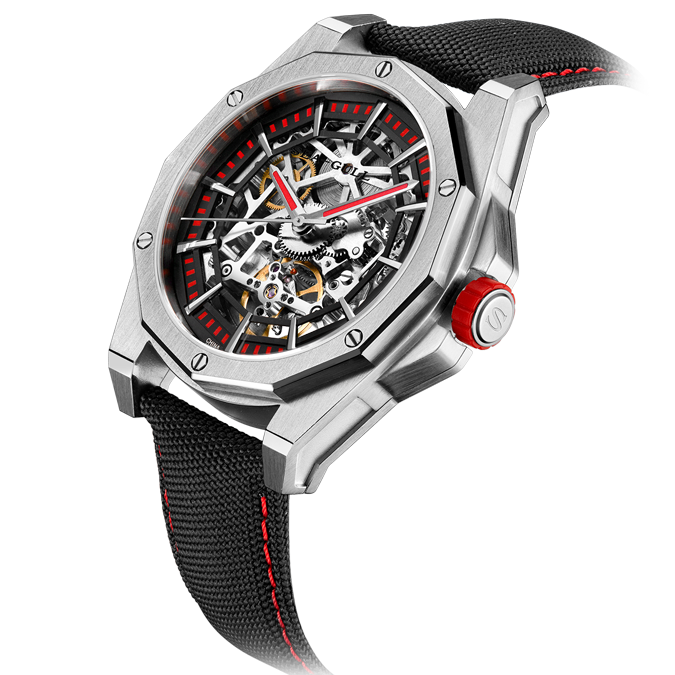 Möwenuhr | Trendy, kantige Skelett-Polygon-Automatikuhr 43 mm