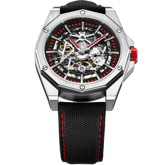 Möwenuhr | Trendy, kantige Skelett-Polygon-Automatikuhr 43 mm