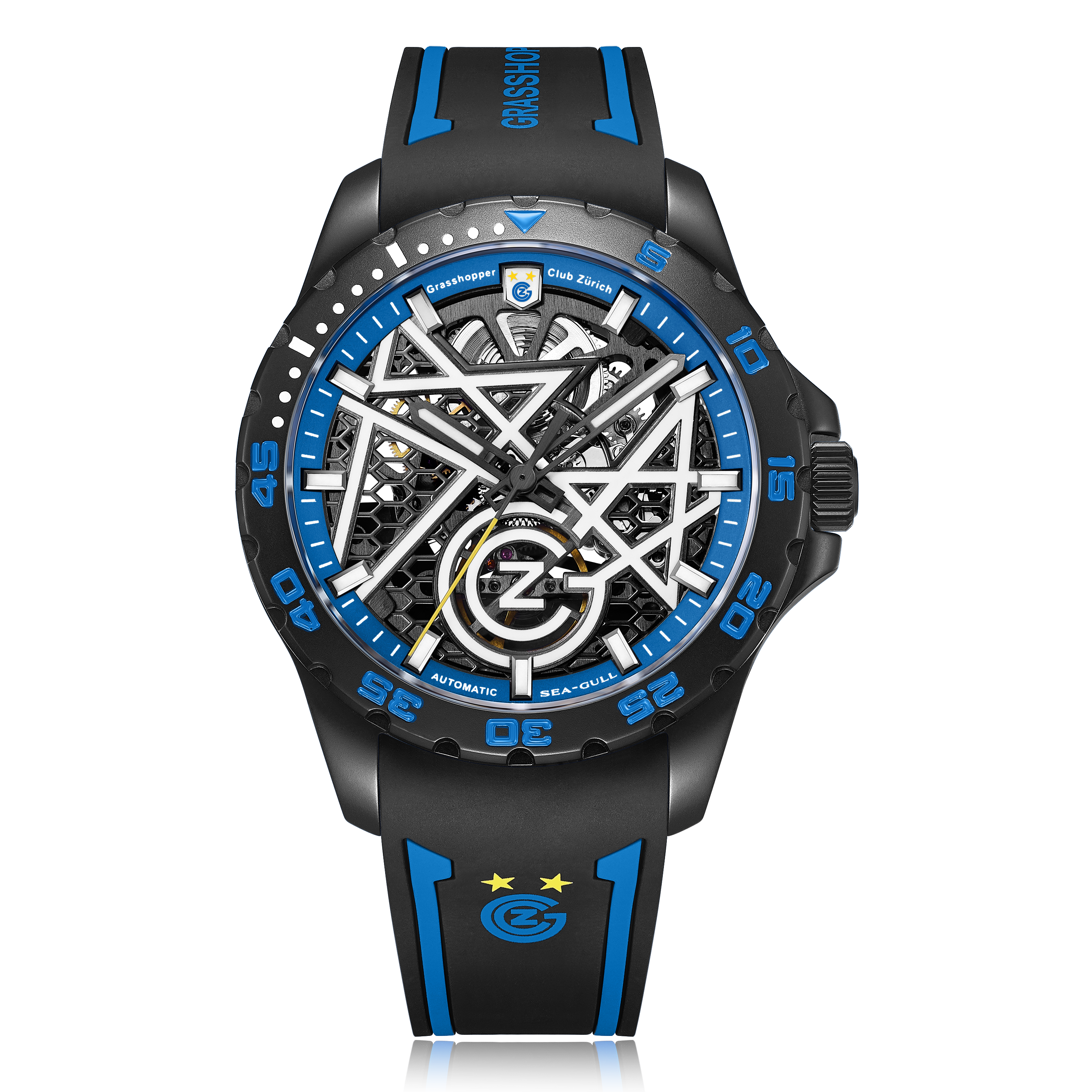 Seagull Watch | Football Co-branded Swiss Grasshopper Club Zurich Skeleton Watch 44mm