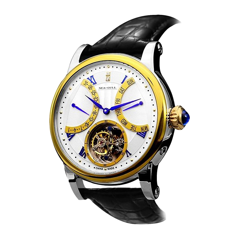 Seagull Tourbillon-Uhr mit 24 Karat Goldlünette, 43 mm