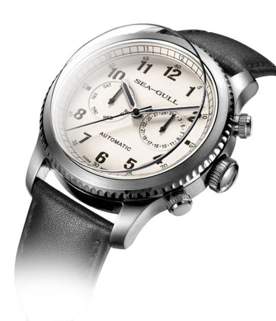 Montre mouette | Montre automatique pilote à double fuseau horaire pour l'aviation, 43 mm