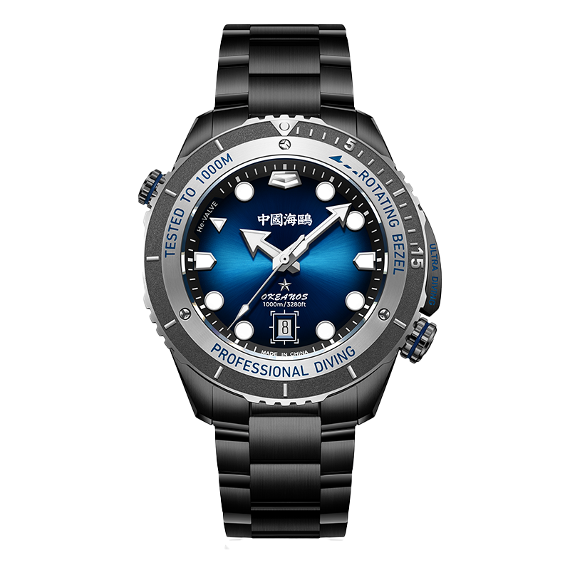 Seagull Okeanos Professional Ultra Diving Auto-Mechanical Watch Waterproof 1000M-Black-Front View