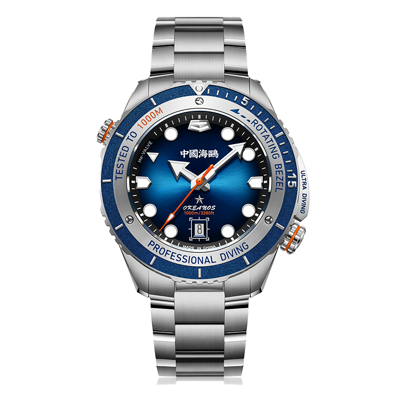 Seagull Okeanos Professional Ultra Diving Auto-Mechanical Watch Waterproof 1000M-Silver-Front View
