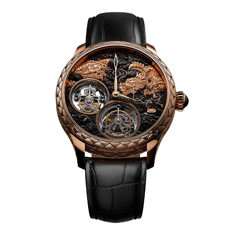 Grand Seagull 18K Rose Gold Dragon Double Tourbillon Watch
