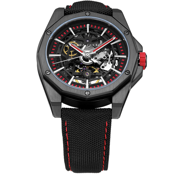 Möwenuhr | Trendy, kantige Skelett-Polygon-Automatikuhr 43 mm
