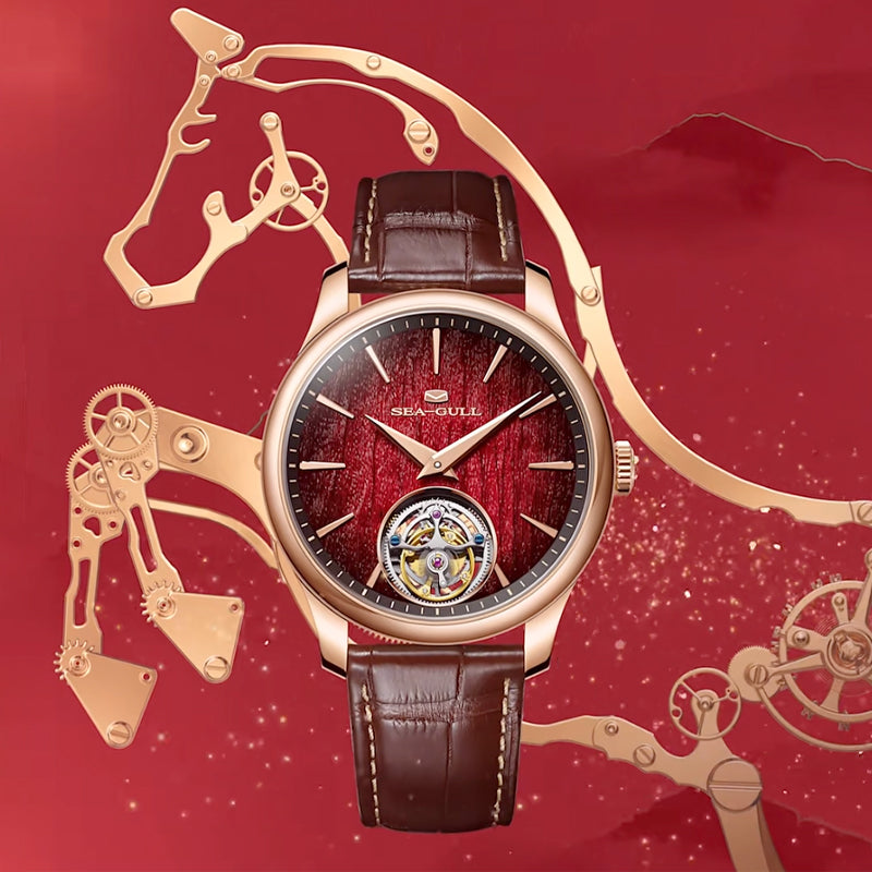 Seagull Qin Ultra-Thin Automatic Tourbillon Watch - Winged Pegasus Zodiac Horse Limited Edition