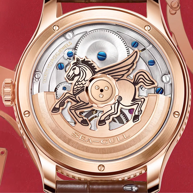 Seagull Qin Ultra-Thin Automatic Tourbillon Watch - Winged Pegasus Zodiac Horse Limited Edition