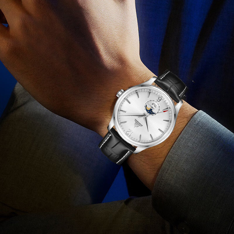 Shanghai Pioneer 39mm Watch - Moonphase  Silver (Special Edition)