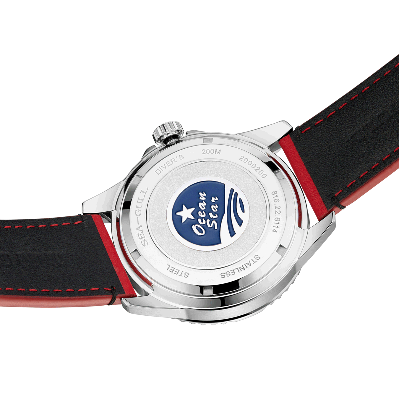 海鷗海洋之星黑紅邊框手錶