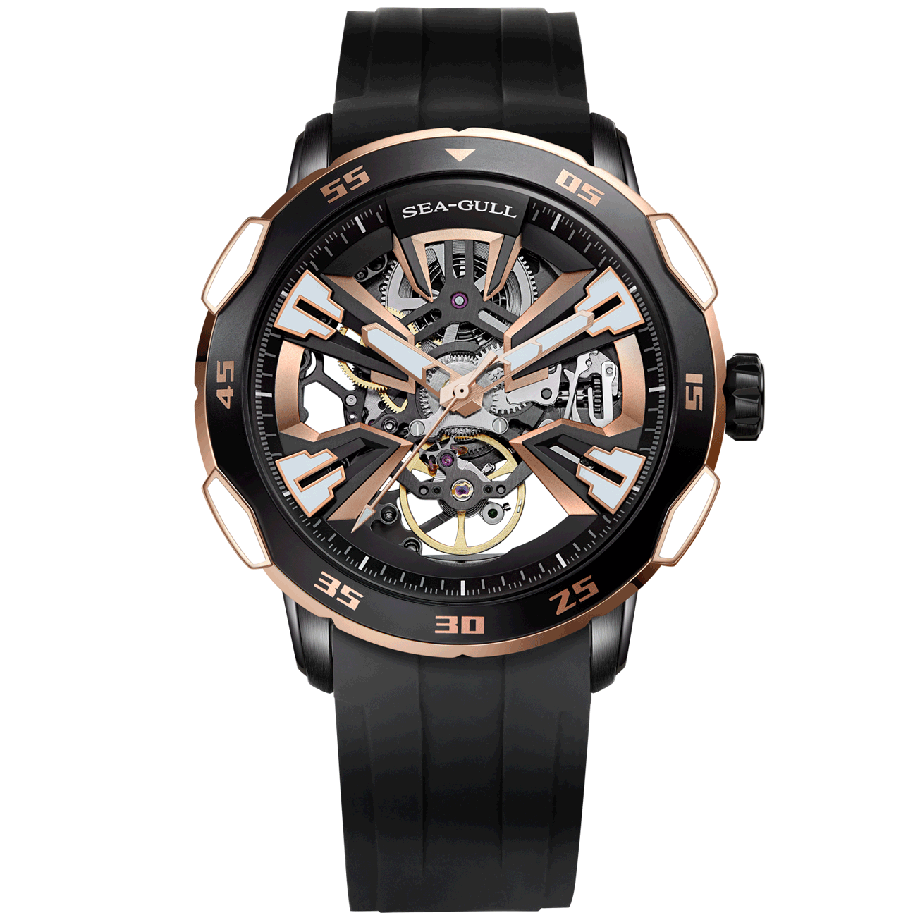 Seagull Watch | Boundary Master V Black Skeleton Automatic Watch 44mm