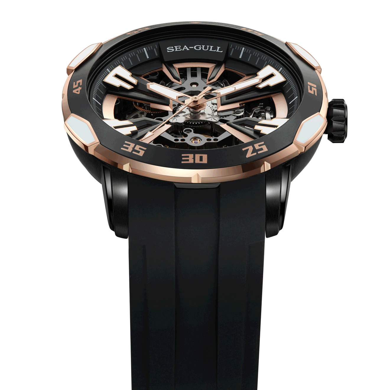海鷗手錶| Boundary Master V 黑色鏤空自動腕錶 44 毫米
