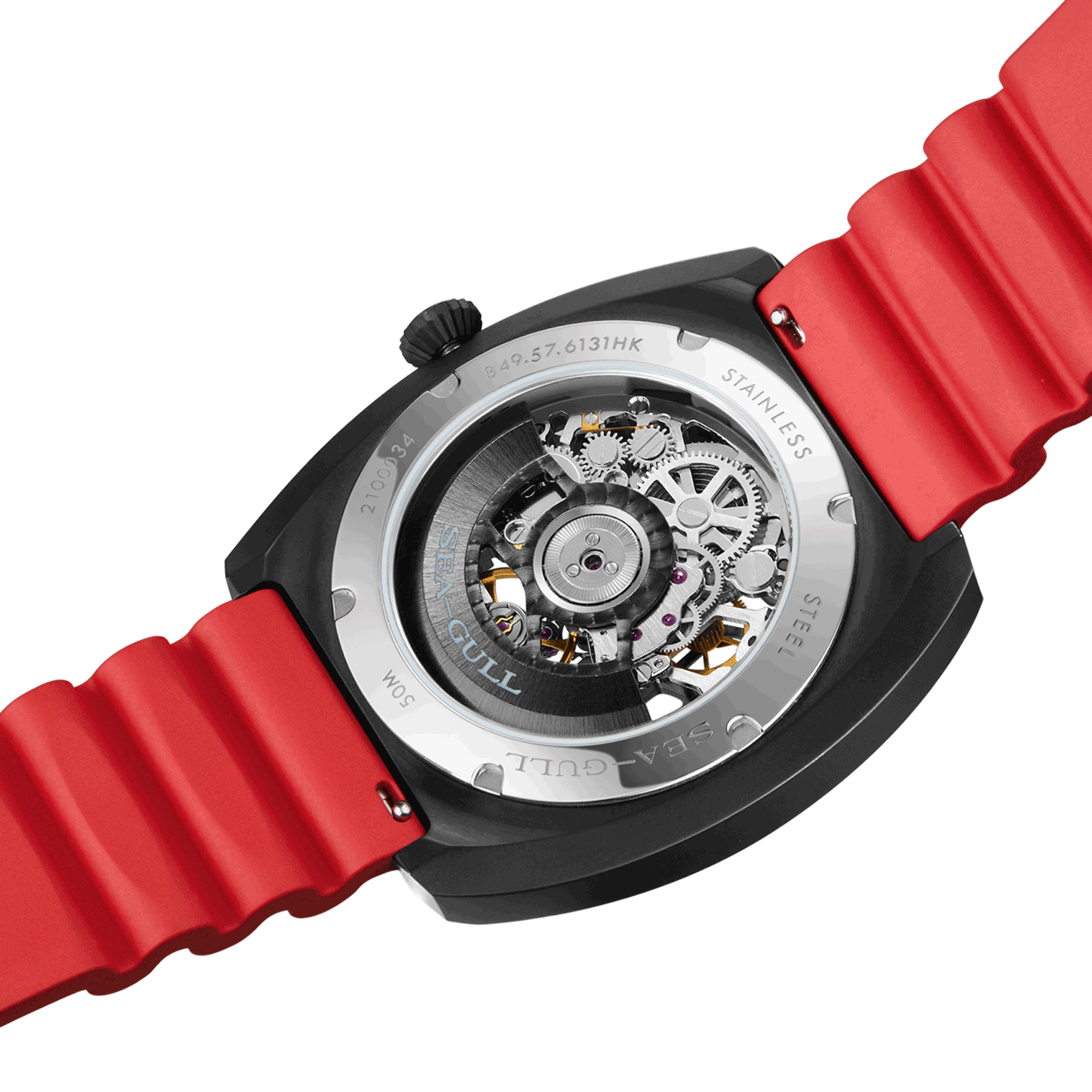 海鷗手錶|時尚酒桶形鏤空自動手錶 44*46mm
