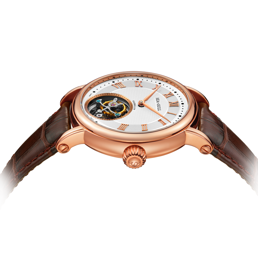 海鷗手錶| 18K 玫瑰金偏心陀飛輪腕錶 40 毫米