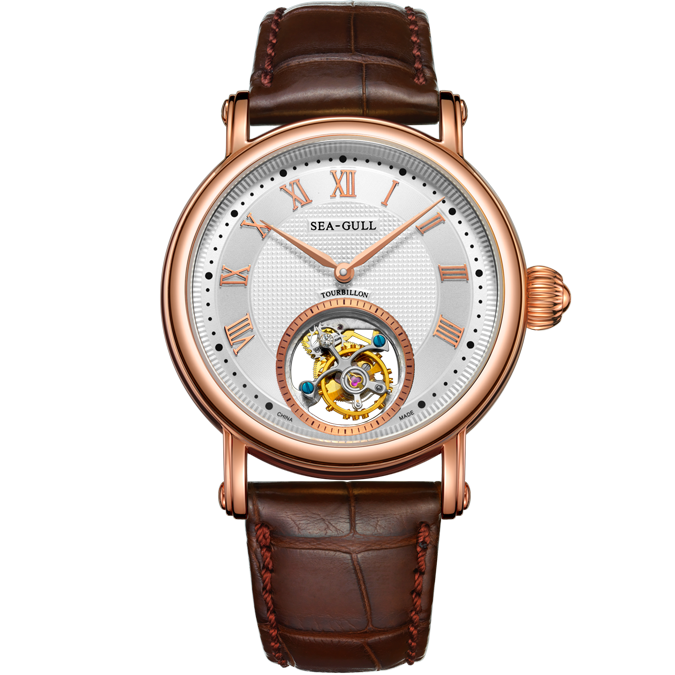 海鷗手錶| 18K 玫瑰金偏心陀飛輪腕錶 40 毫米