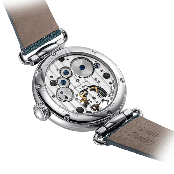 海鷗手錶|非物質文化遺產絲線花卉圖案陀飛輪手錶38.5毫米