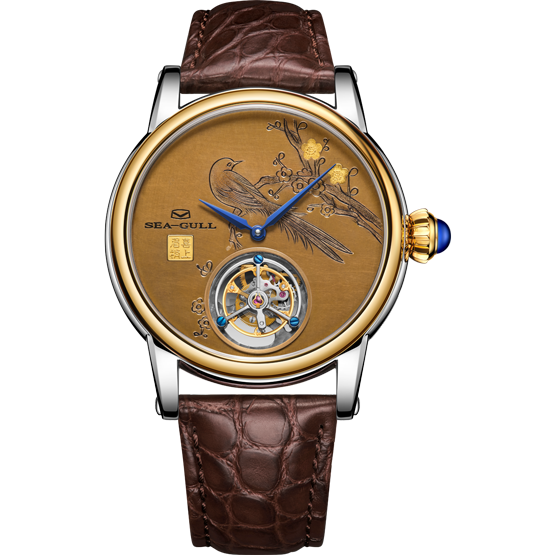 海鷗手錶|非物質文化遺產銅雕景泰藍陀飛輪腕錶43毫米