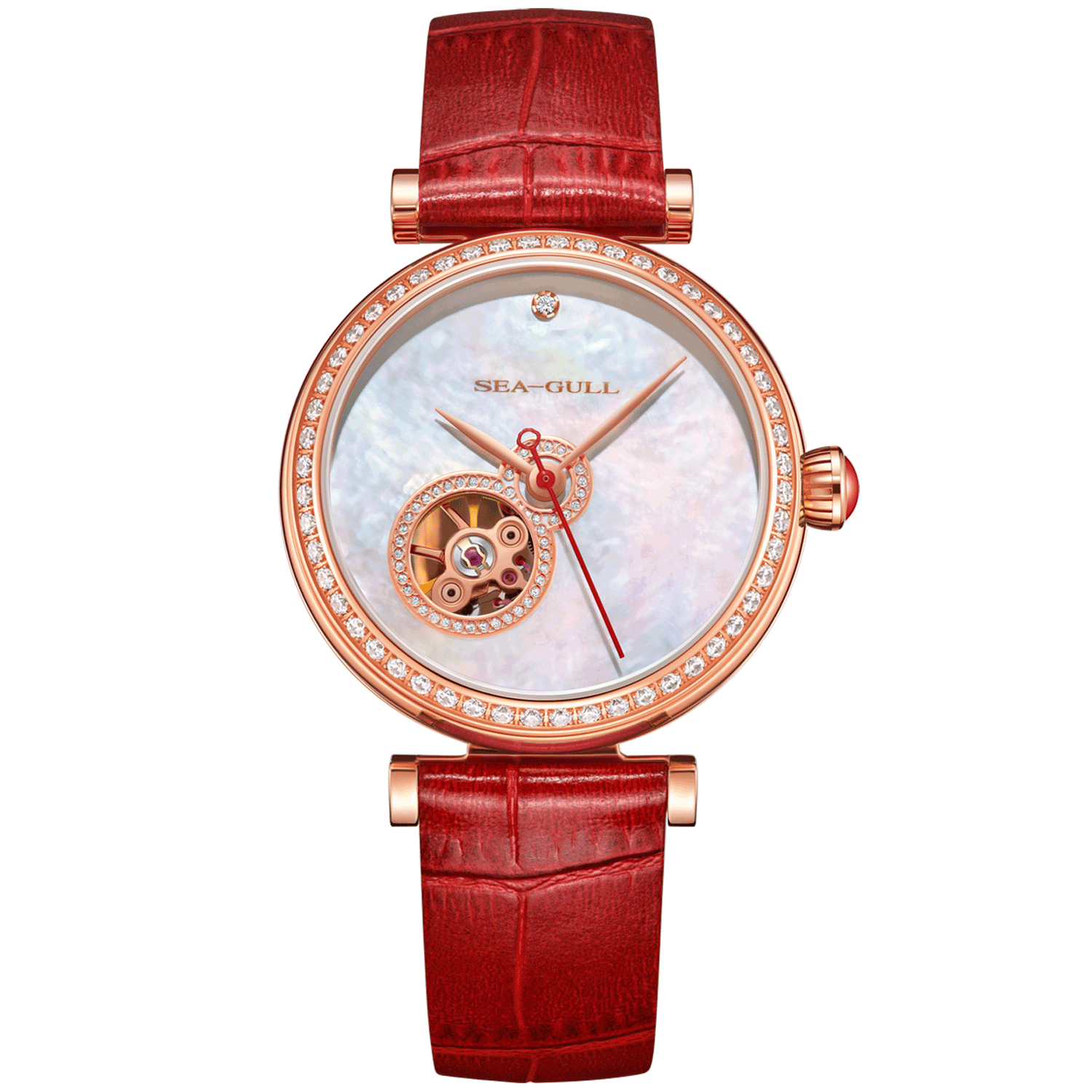 海鷗手錶|心葫蘆玫瑰金錶殼手錶34.5毫米