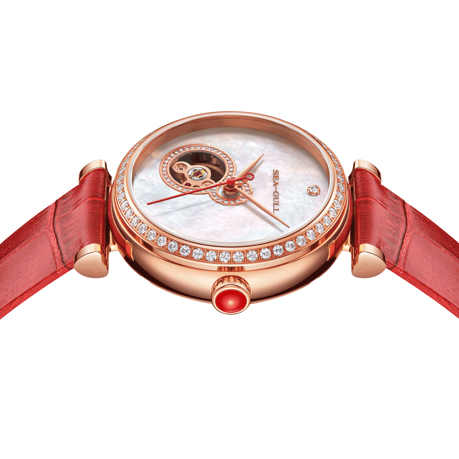 海鷗手錶|心葫蘆玫瑰金錶殼手錶34.5毫米