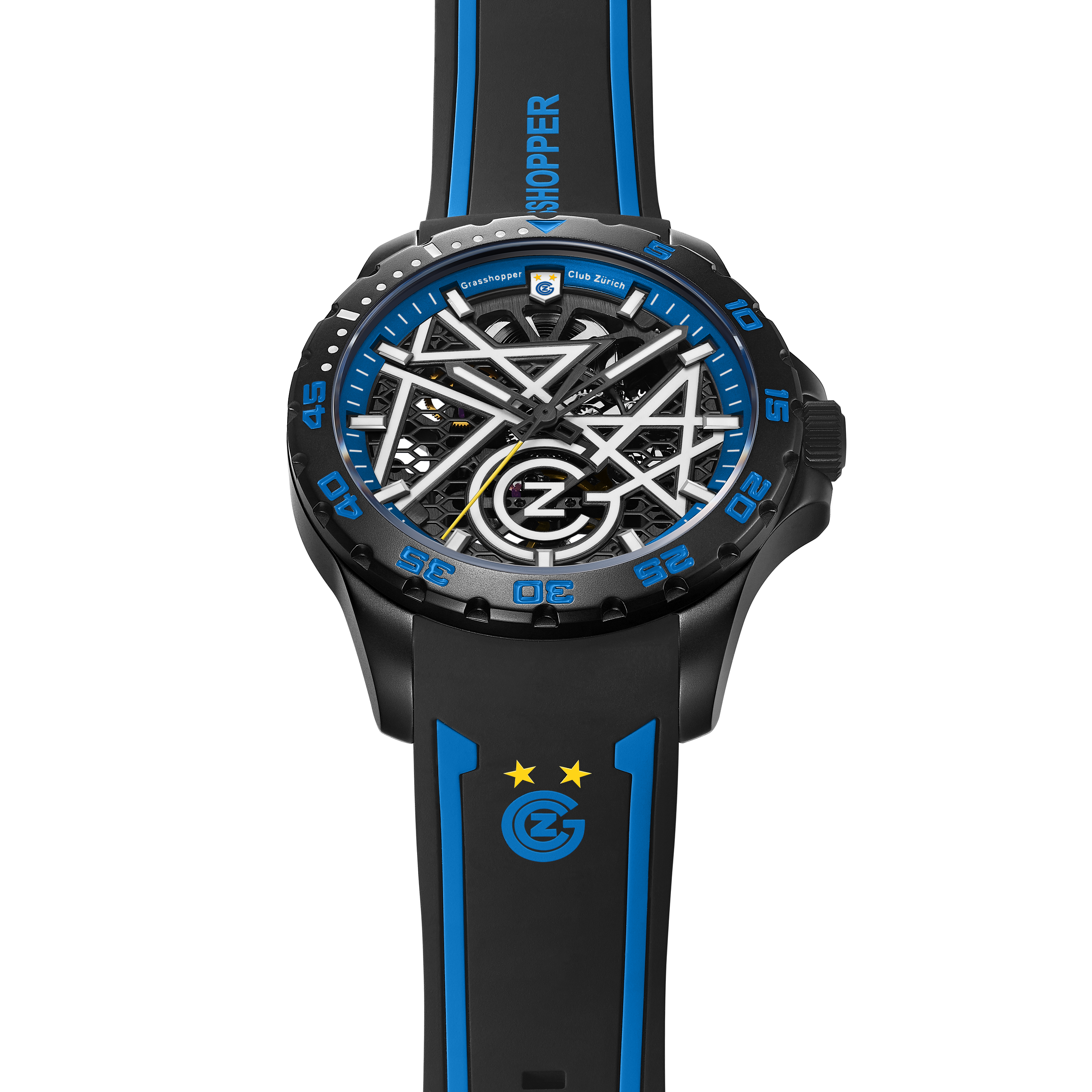 海鷗手錶|足球聯名瑞士草蜢俱樂部蘇黎世鏤空腕錶 44mm
