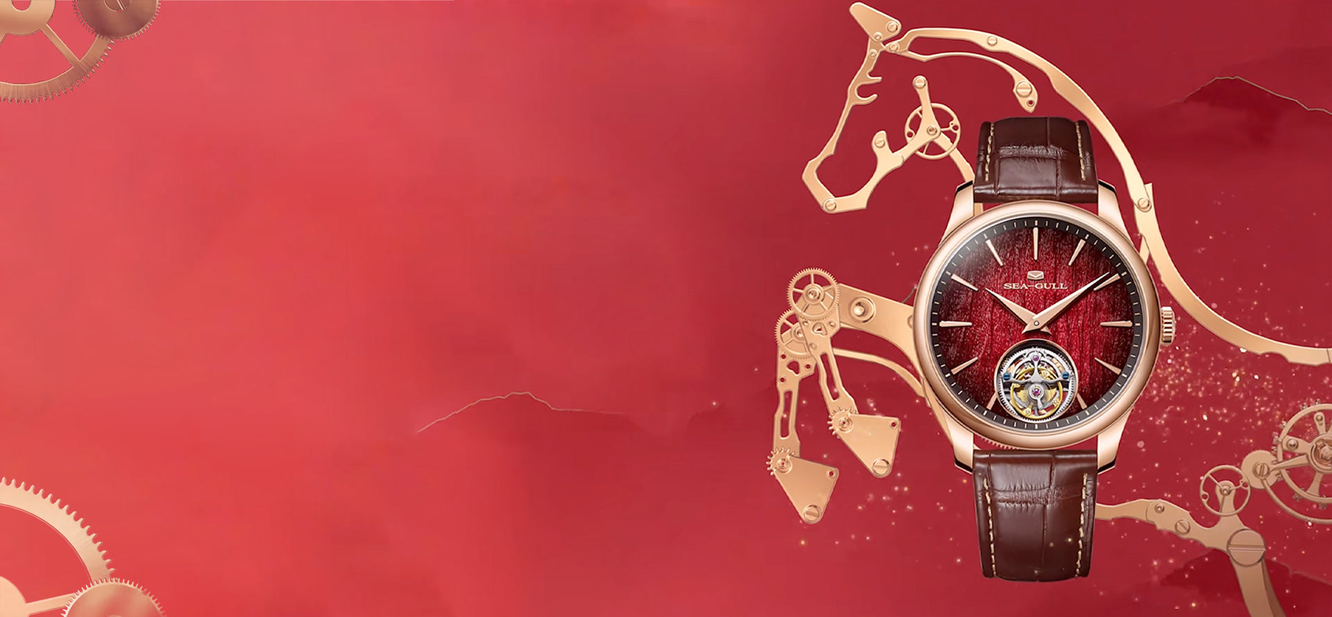 Seagull Qin Ultra-Thin Automatic Tourbillon Watch - Winged Pegasus Zodiac Horse Limited Edition