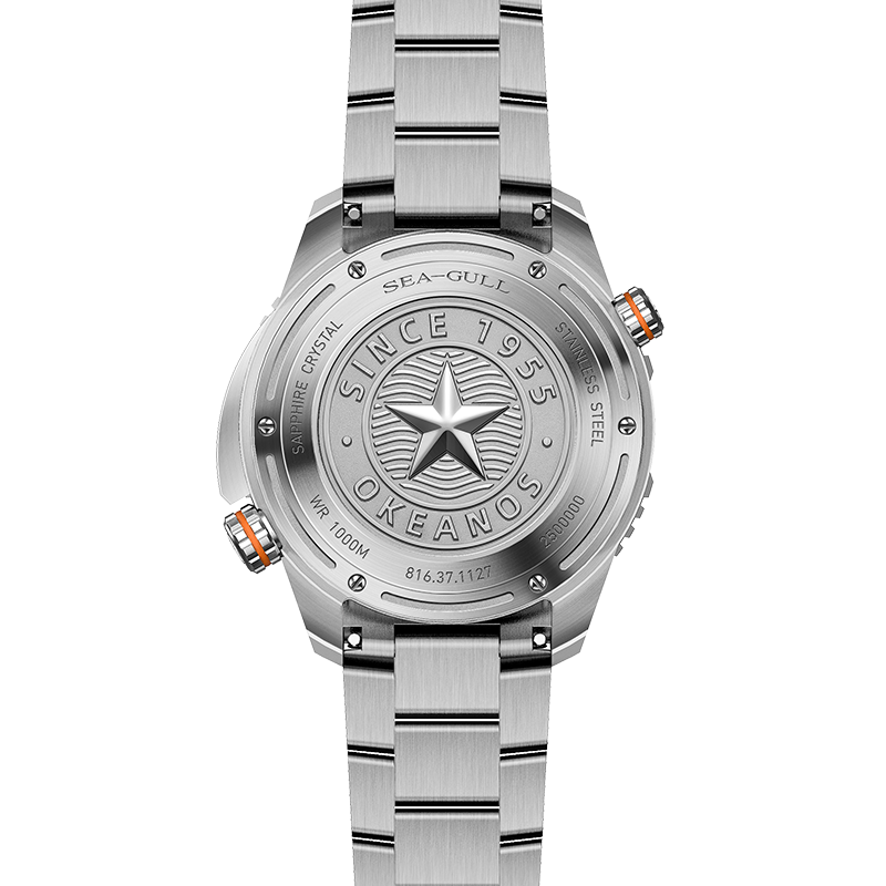 Seagull Okeanos Professional Ultra  Diving Auto-Mechanical Watch Waterproof 1000M-Silver-Caseback