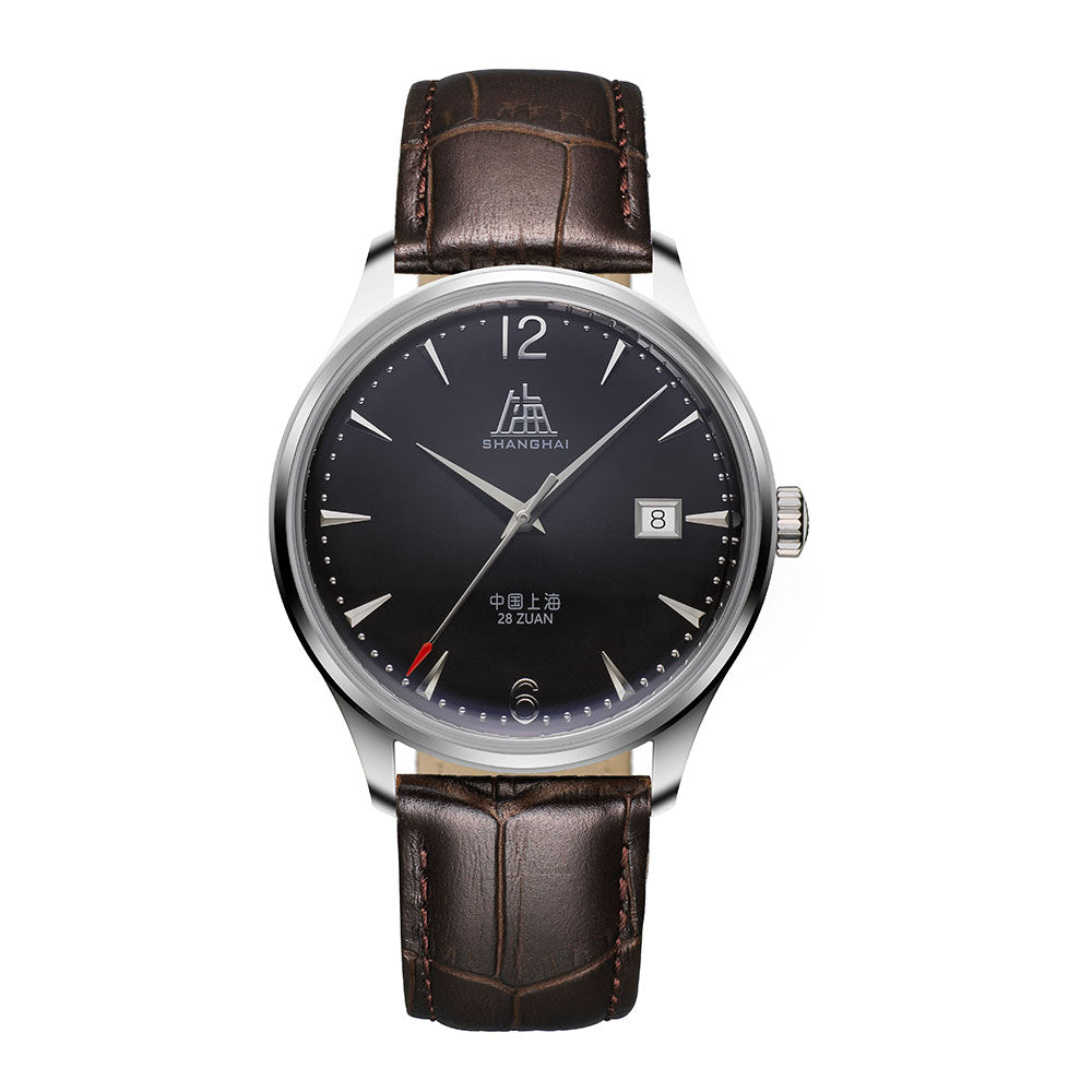 Shanghai 50s 39mm Watch - Brown Strap & Brown Dial