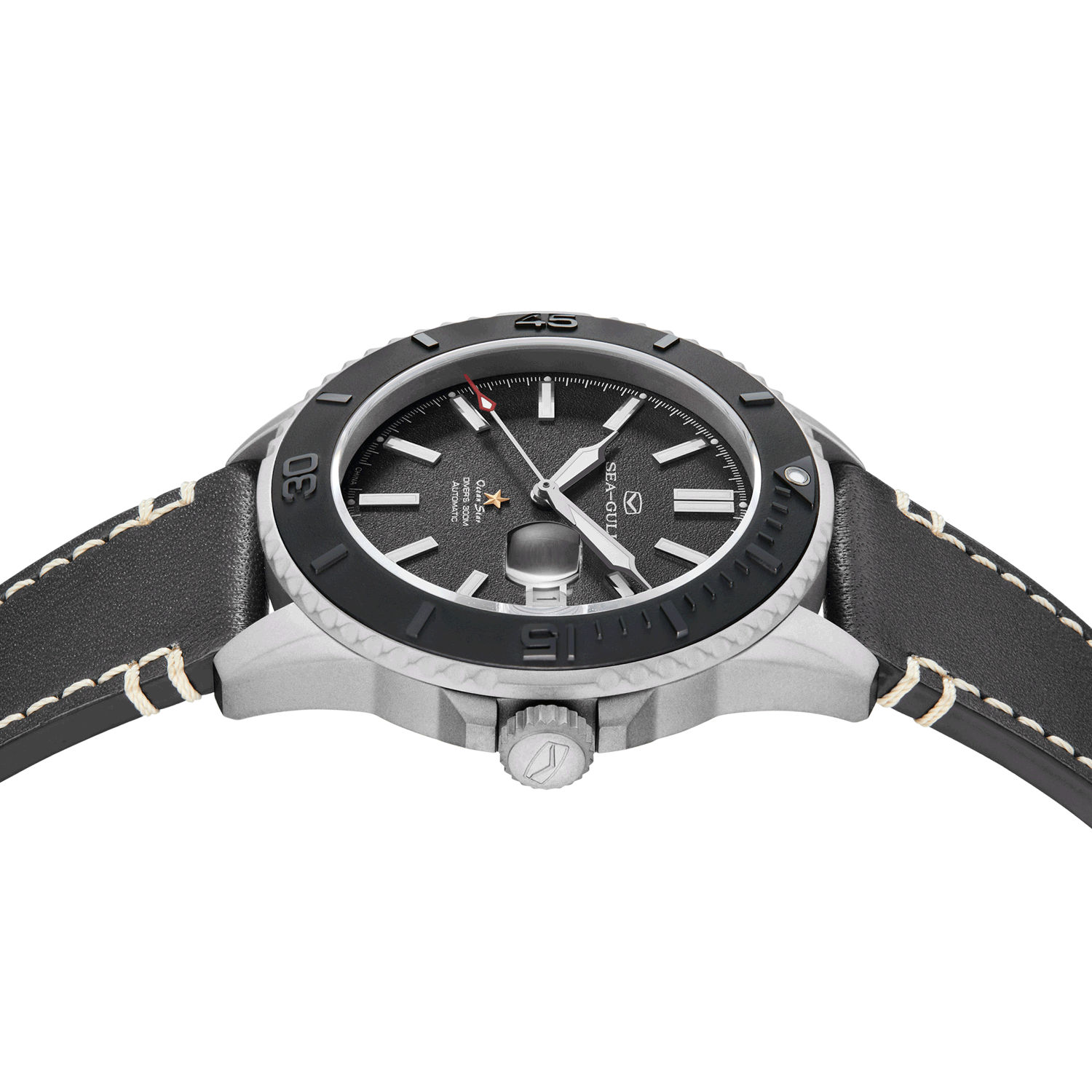海鷗海洋之星鈦金屬噴砂錶殼手錶