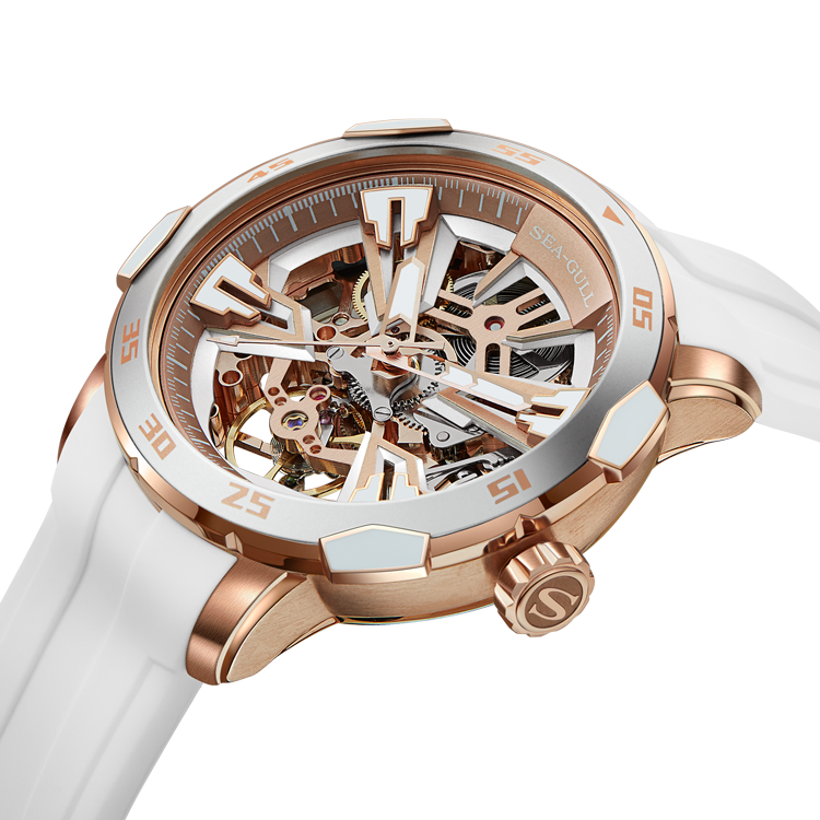 Seagull Watch | Boundary Master V White Skeleton Automatic Watch 40mm