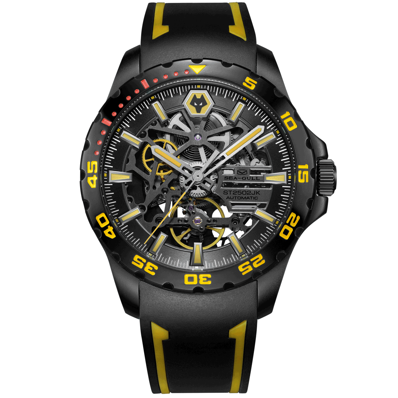 Seagull Watch | Football Co-branded English Premier League Wolves Skeleton Watch 44mm