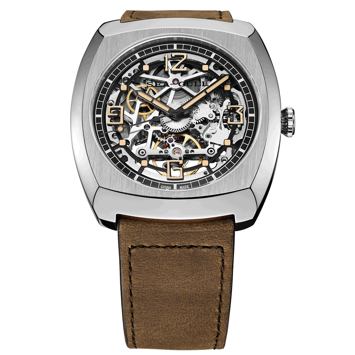 Seagull Watch | Trendy Barrel Skeleton Automatic Watch 44*46mm